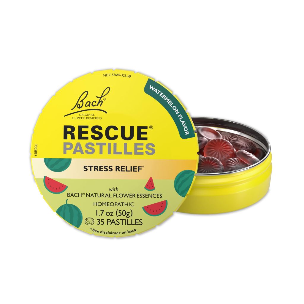 Bach RESCUE PASTILLES, Watermelon Flavor, Stress Relief Lozenges, Homeopathic, Flower Essences - 35ct