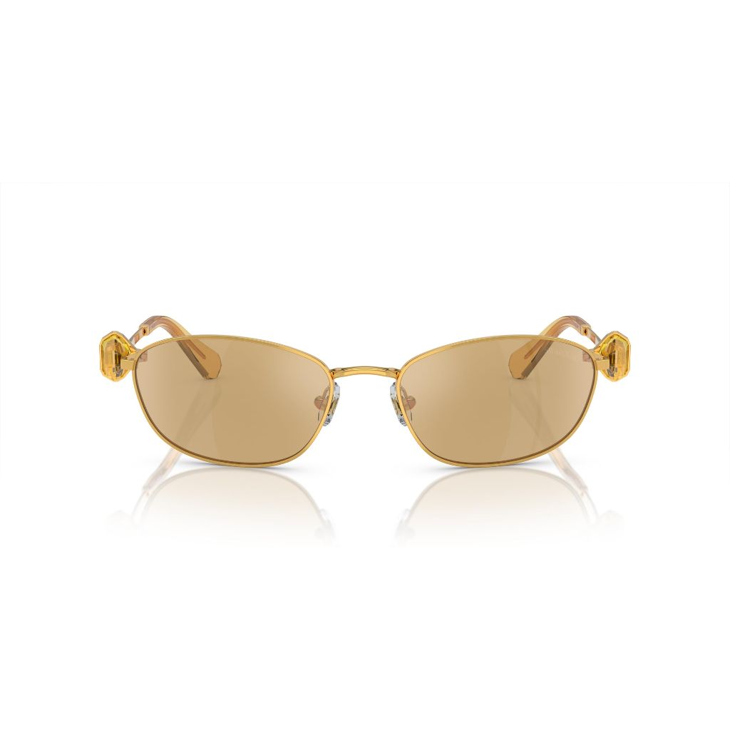 Swarovski SK7010 Sunglasses, Yellow Gold/Light Yellow Mirrored Silver, 59 mm