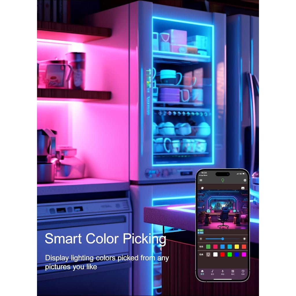 32.8ft LED Color Changing Rope Lights for Bedroom w/Music Sync, Remote & App Control, IP67 Waterproof