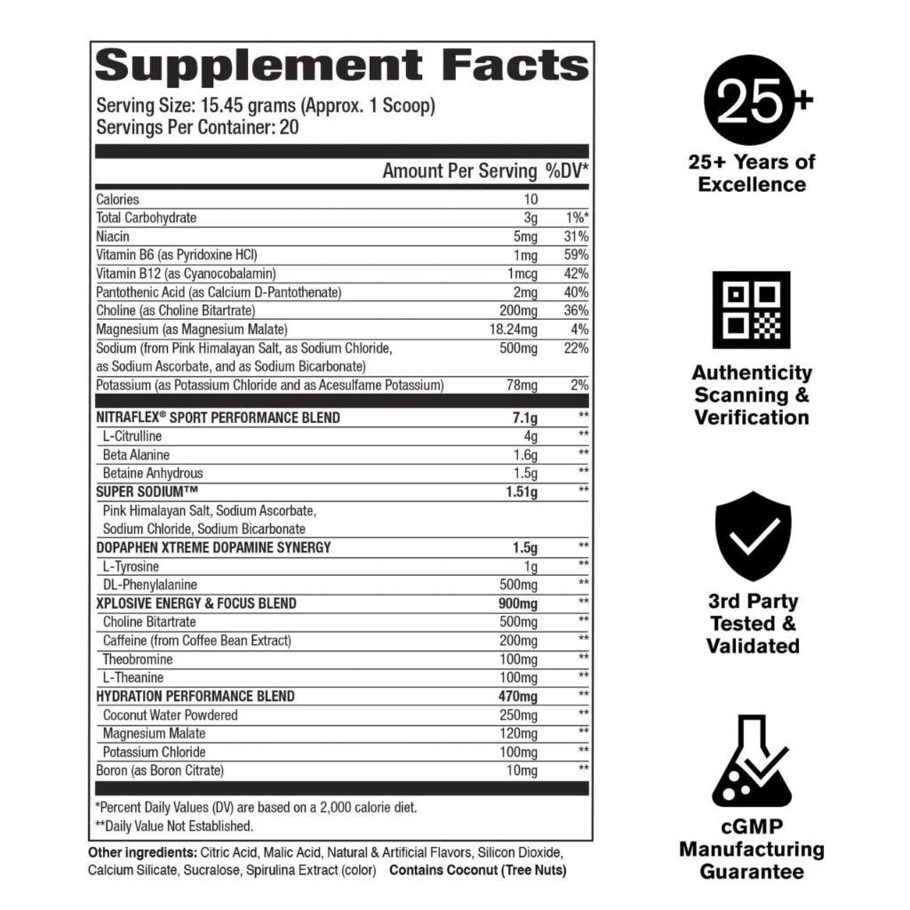 Nitraflex Sport Blue Raspberry Pre-Workout Powder, 20 Servings