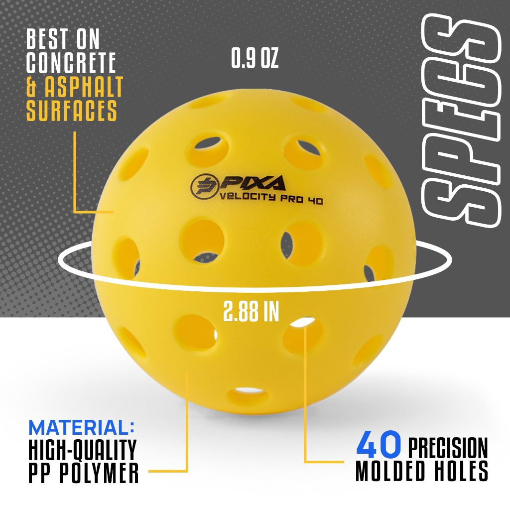 PIXA Pickleball Outdoor Pickleballs, Bright Yellow, 12-Pack