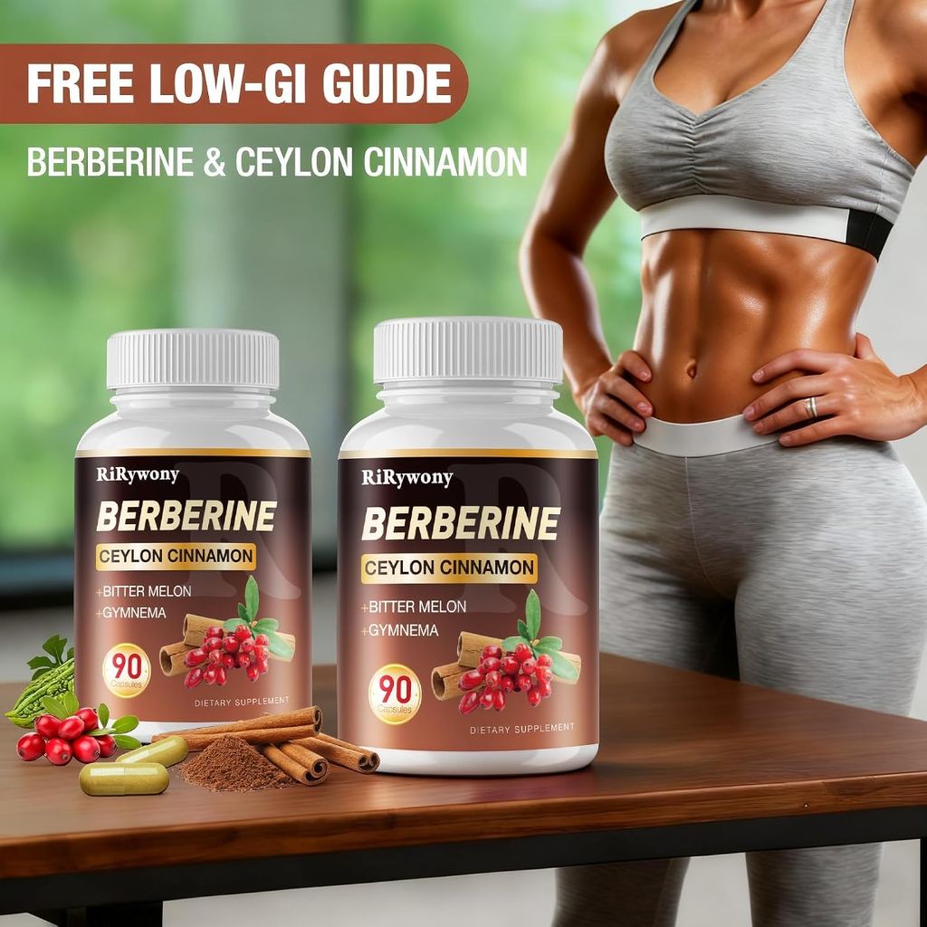 Berberine Supplement, Berberine with Ceylon Cinnamon, Bitter Melon, and Gymnama - 1500 MG, 90 Capsules