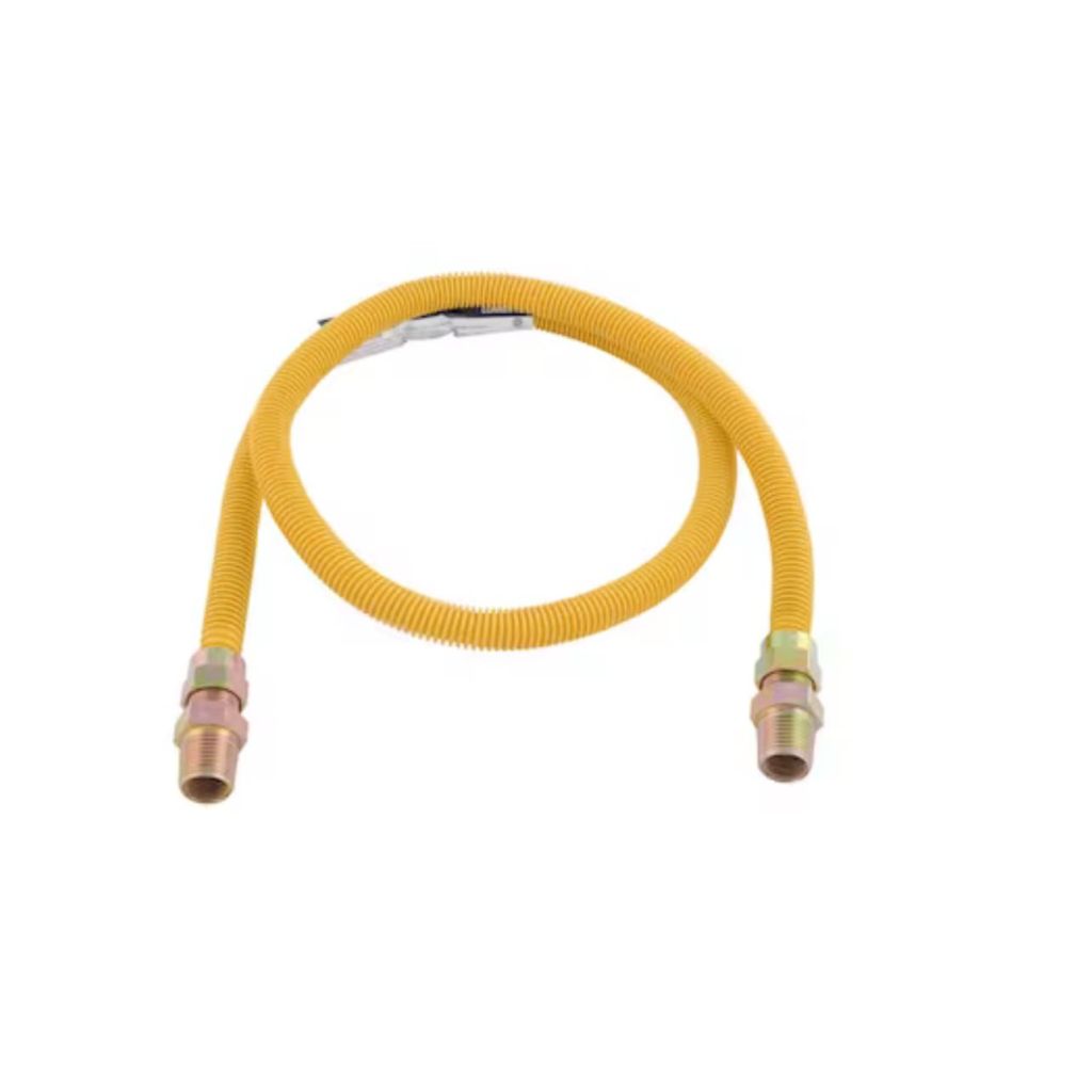 Eastman 48 Inch x 1/2 Inch OD Flexible Gas Line Connector with (2) 1/2 Inch MIP Fitting Ends  (Yellow)