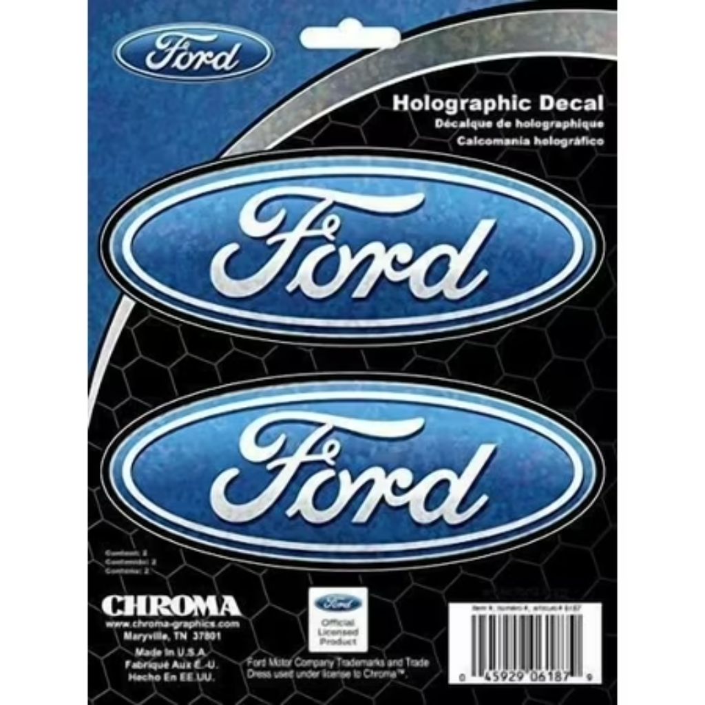 Chroma 6187 Holographic Ford Oval Decals - 5.5  X 2  - Two Decals