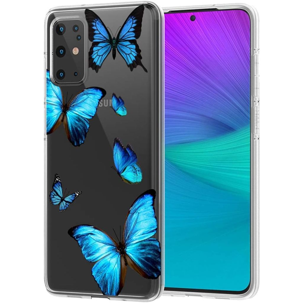 Clear Case Compatible with Galaxy S20 Plus 5G (Not fit S20 FE), (Blue Butterfly)