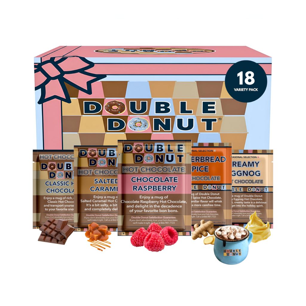 Double Donut Coffee Flavored Hot Chocolate Packets Variety Pack,18 Count