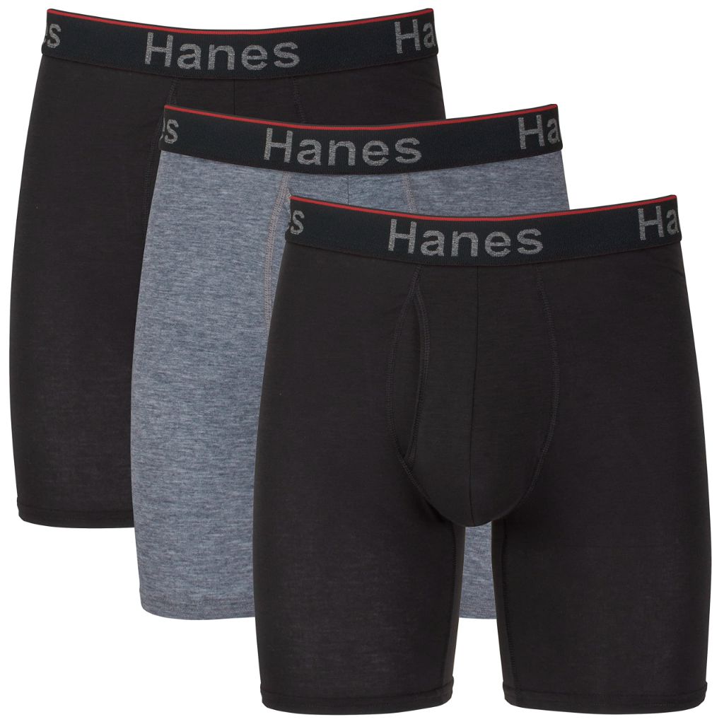 SZ L, Hanes Total Support Pouch Men's Boxer Briefs Pack, Anti-Chafing, Moisture-Wicking Underwear
