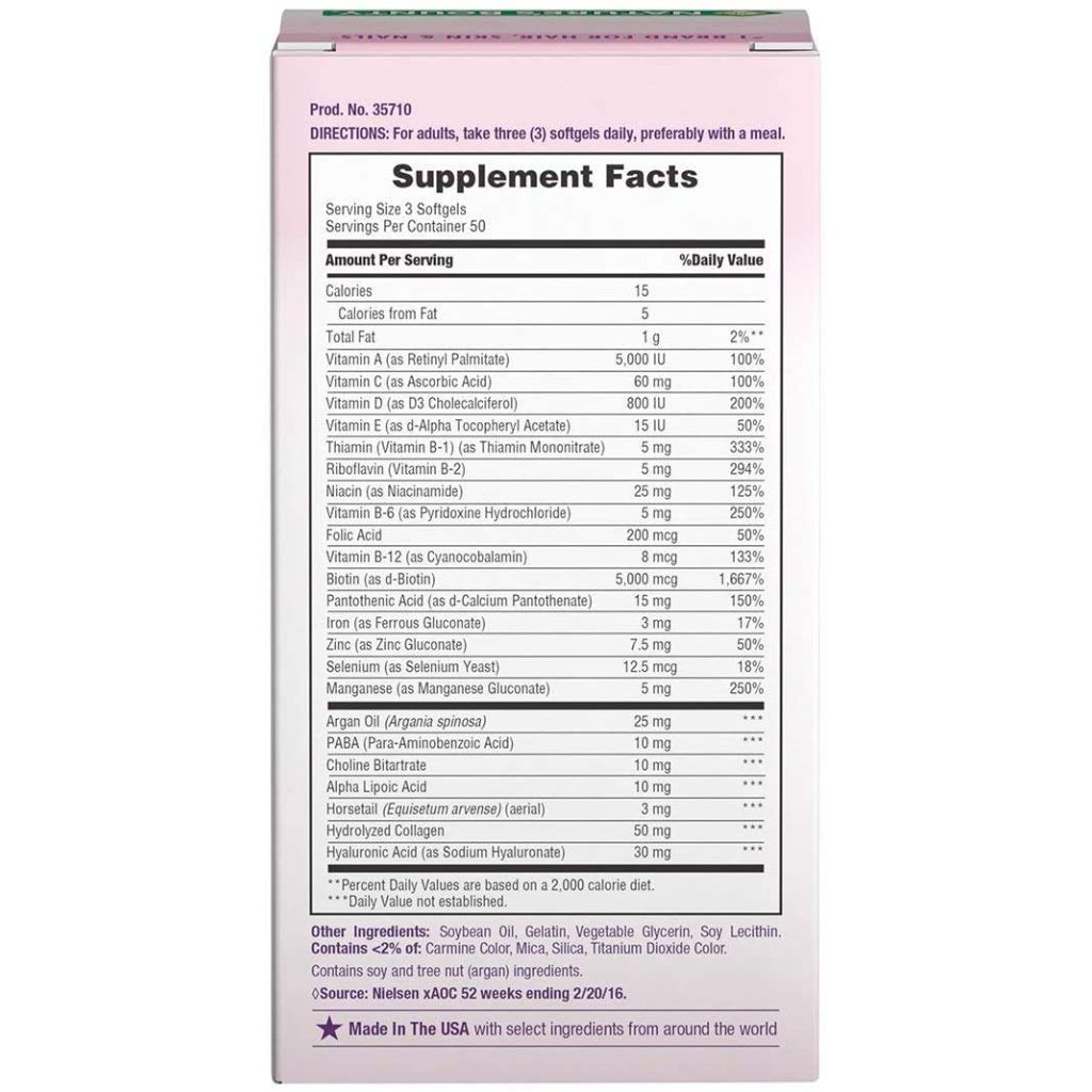 Nature's Bounty Optimal Solutions Hair Skin & Nails Extra Strength Softgels, 150 Count