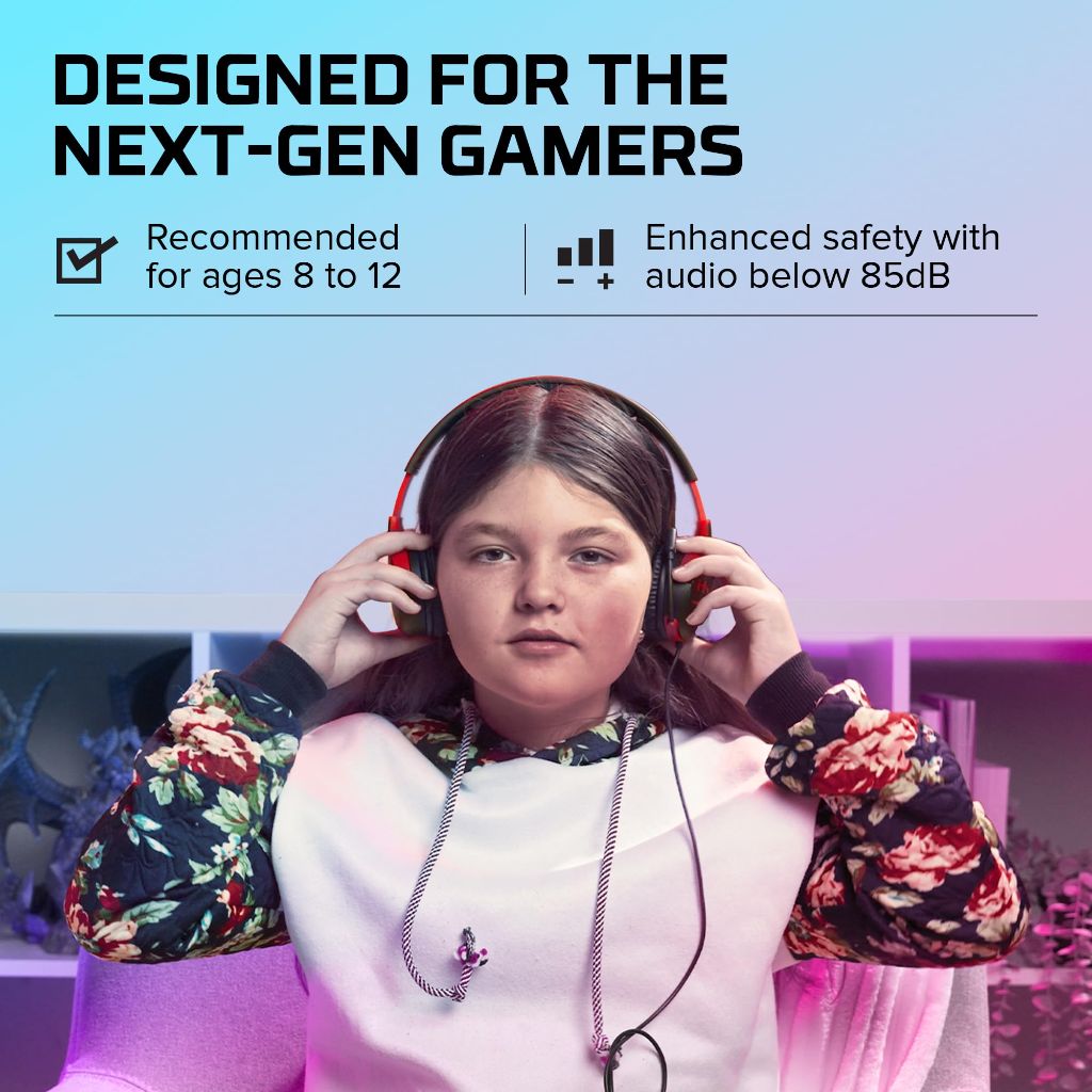 Hyperx Cloud Mini Kids Gamer Headphones (Black) - ages 8 to 12