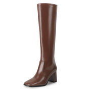 IDIFU Brown Boots for Women Knee High (New Brown Pu, 9)