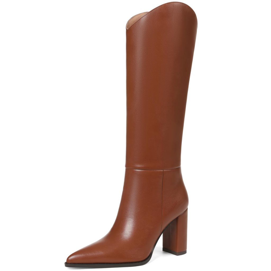 SaraIris Women's Brown Knee High Boots Wide Calf - brown size -10