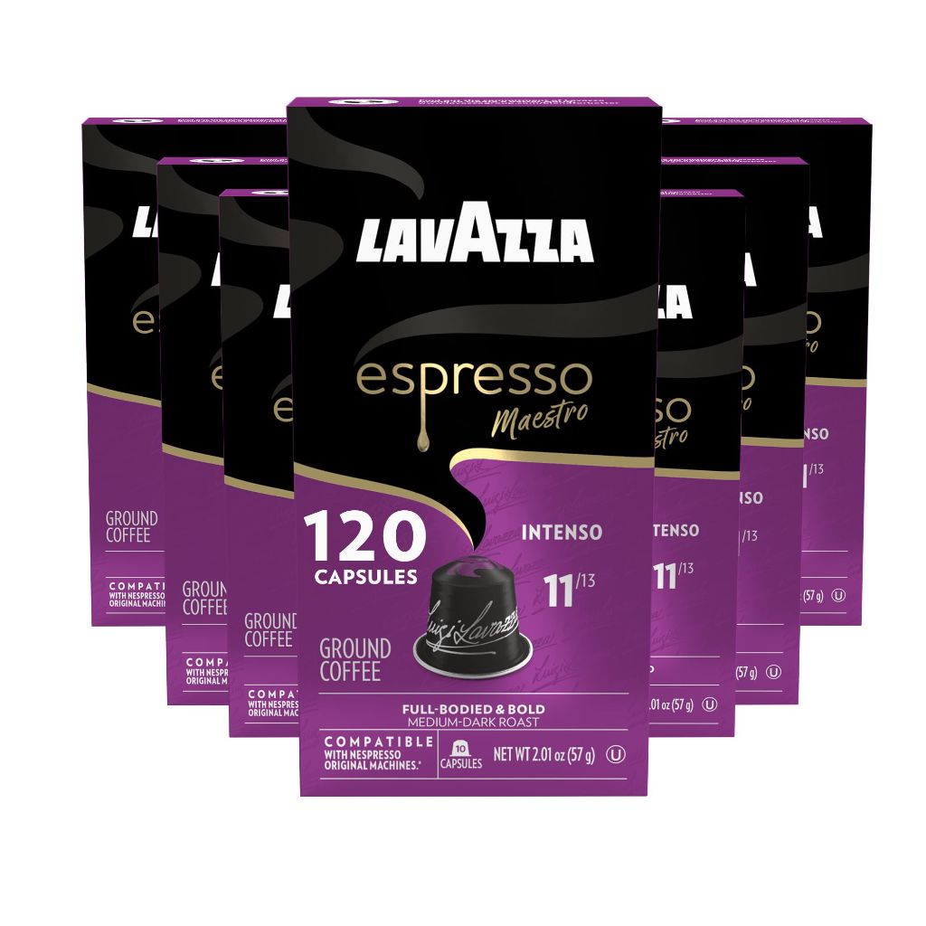 Lavazza Espresso Maestro Intenso Aluminum Capsules Compatible with Nespress, Medium-Dark Espresso Roast (120 Capsules)