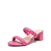 DREAM PAIRS Women's Two Braided Strap Low Heels for Women Open Toe Block Chunky Heels Sandals Holiday Party Wedding Dress Pumps Shoes,Size 5,Hot Pink,DHS213-2