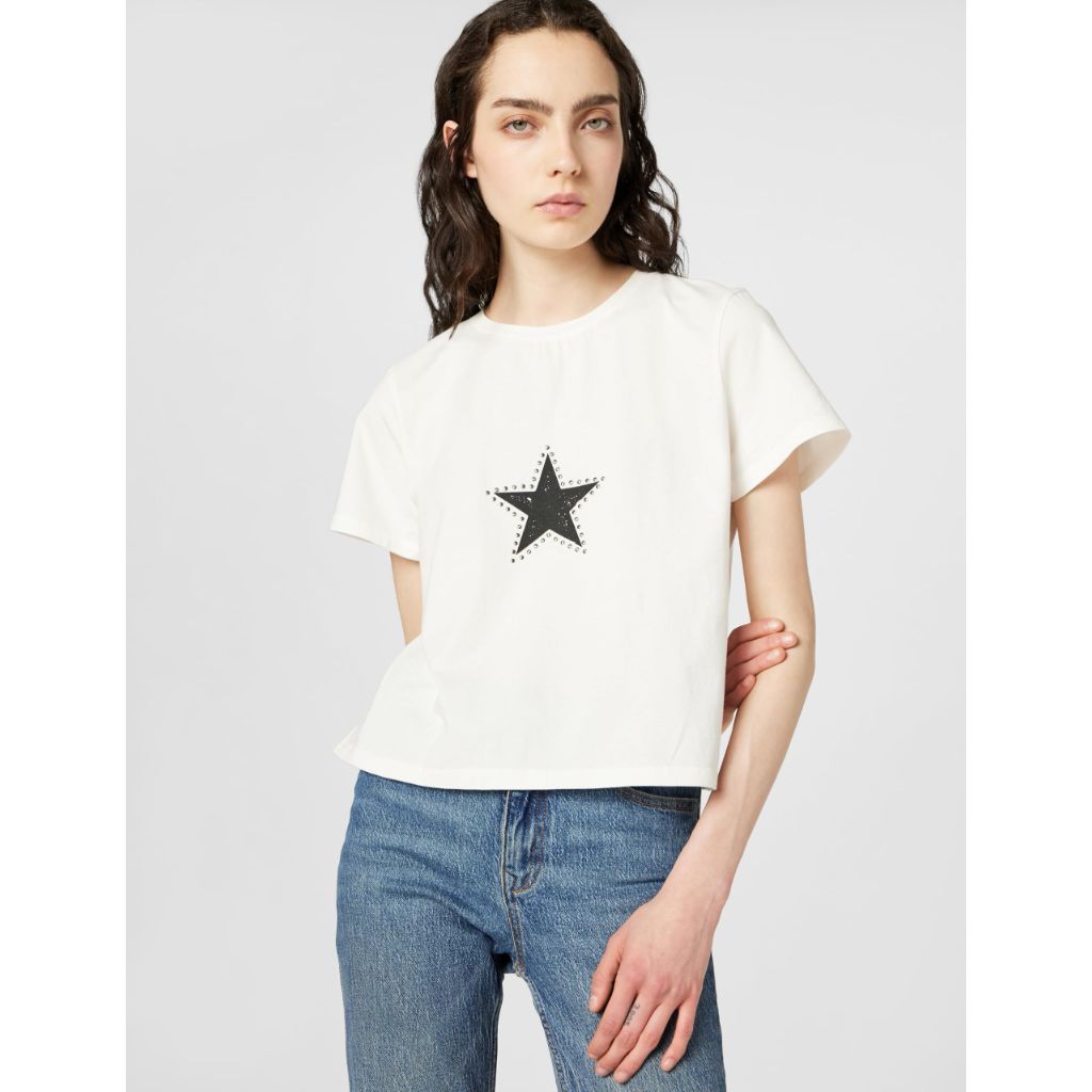 SZ XL, Rebecca MINKOFF Carlin Crop T Shirt, Coconut Milk