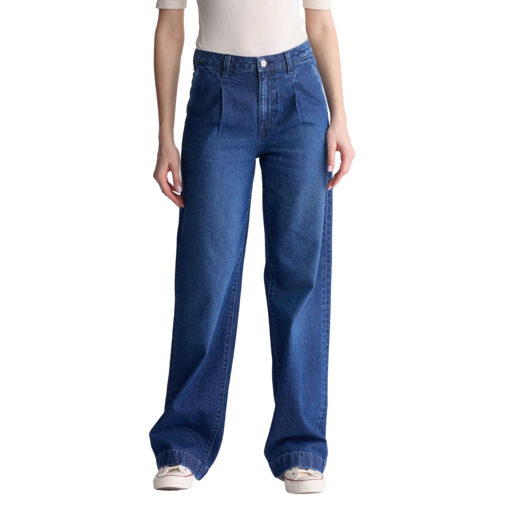 Buffalo David Bitton Women's Addie High Rise Wide Leg Jeans, Indigo Contrast, 33