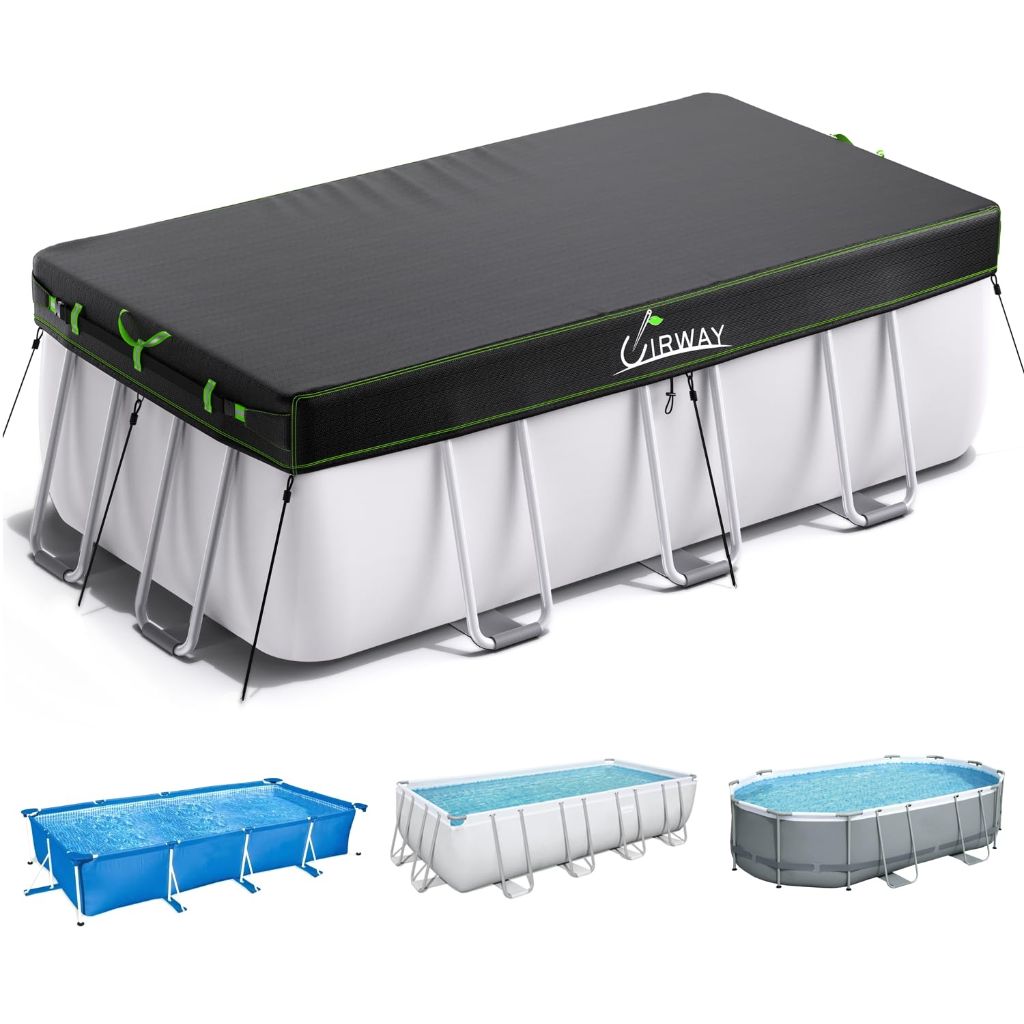UIRWAY 12x18 FT Rectangular Pool Cover with Reflective Strips