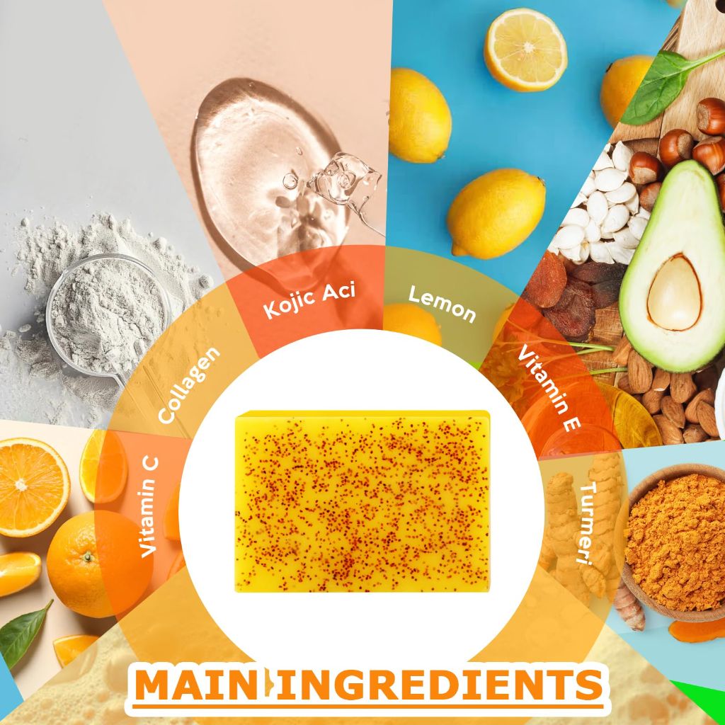Krynet Kojic Acid Soap, Lemon Turmeric Soap Bar  2 Bars