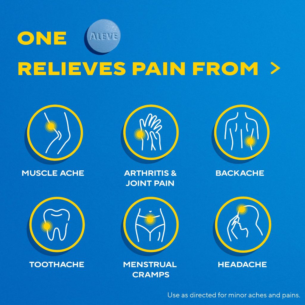 Aleve Back & Muscle Pain Relief for Body, 220mg NSAID - 250 Tablets