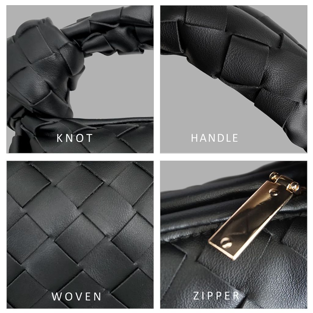 Small Knotted Hobo Bag for Women Fashion Dumpling Top Handle Handbag Soft PU Leather Purses 2025 Black