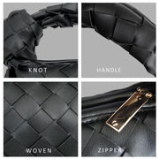 Small Knotted Hobo Bag for Women Fashion Dumpling Top Handle Handbag Soft PU Leather Purses 2025 Black