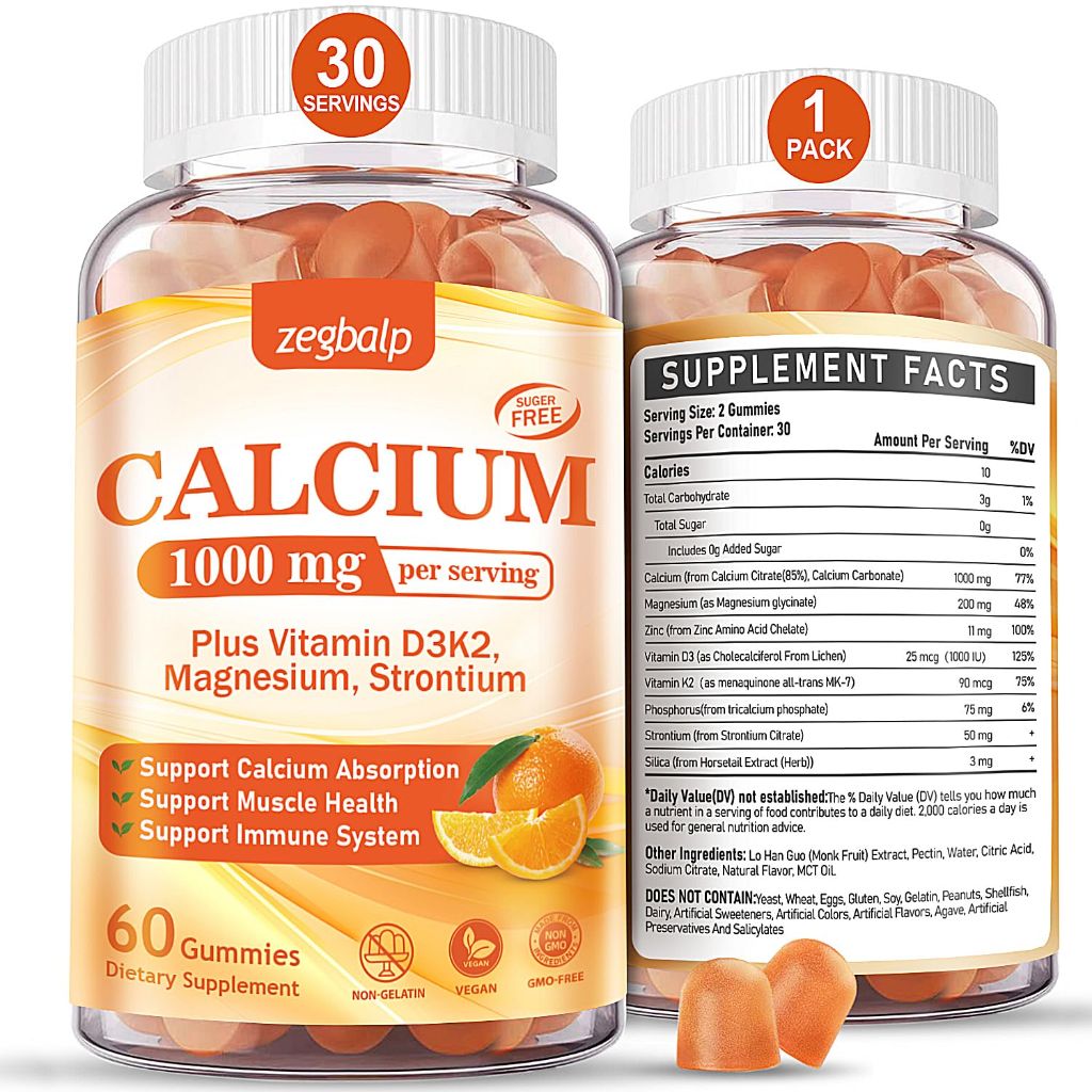 Calcium Citrate Supplement Gummies for Adults -orange flavor 60ct.