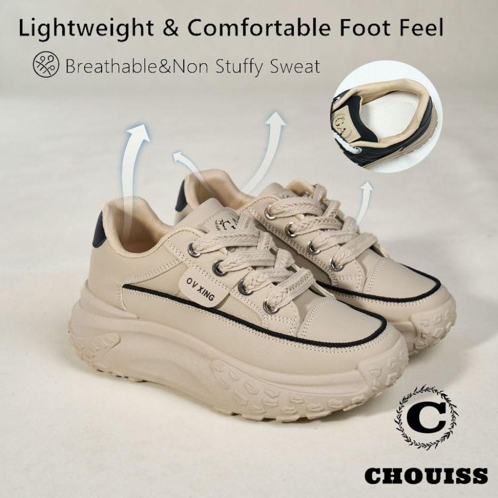 Chouiss Sneakers for Women, Khaki - size 5