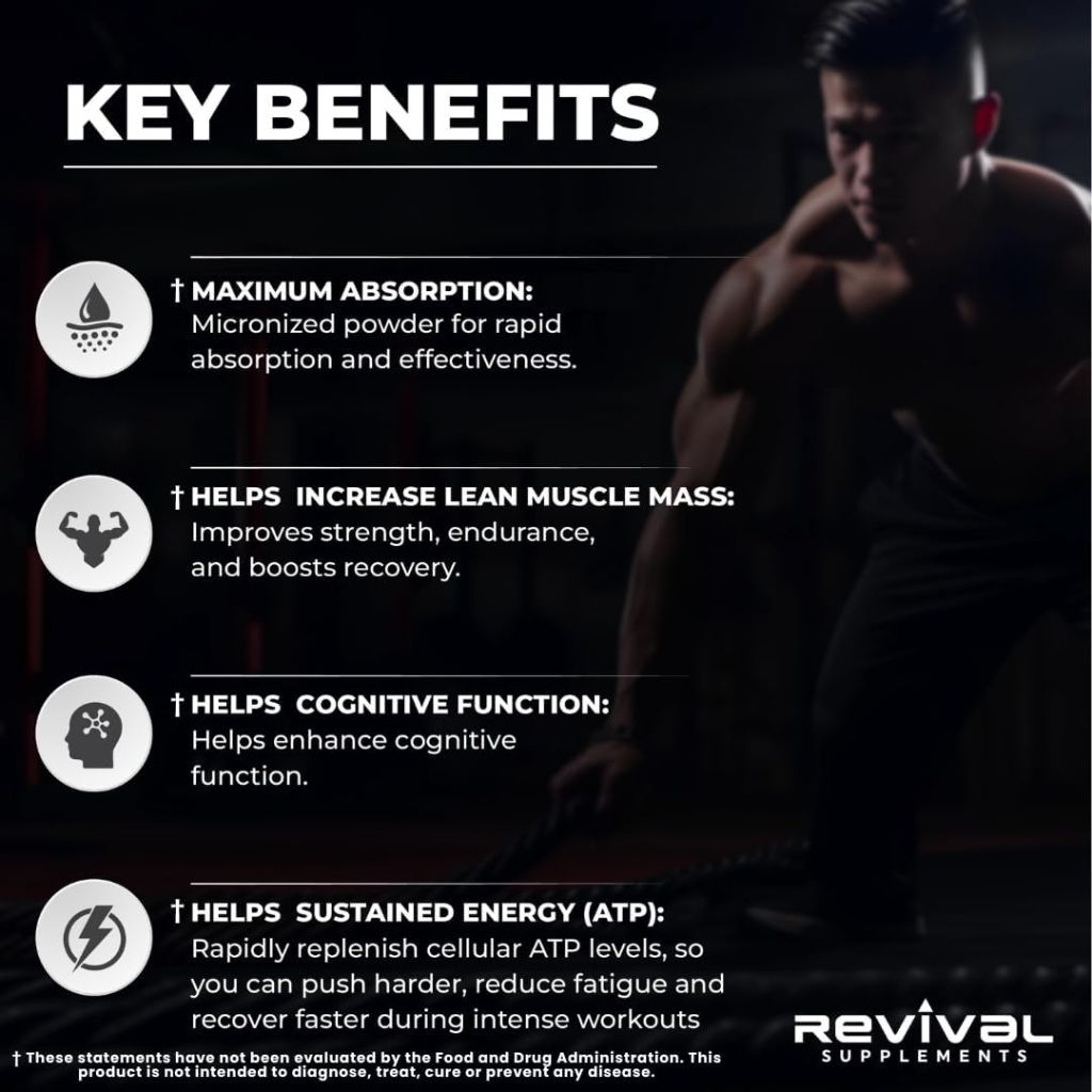 Revival Premium Micronized Creatine Monohydrate - HPLC Tested 100% Pure Grade - 500g (100 Servings) - Supports Lean Muscle Growth - Maximum Absorption - Unflavored - Made in USA & 3rd Party Lab Tested