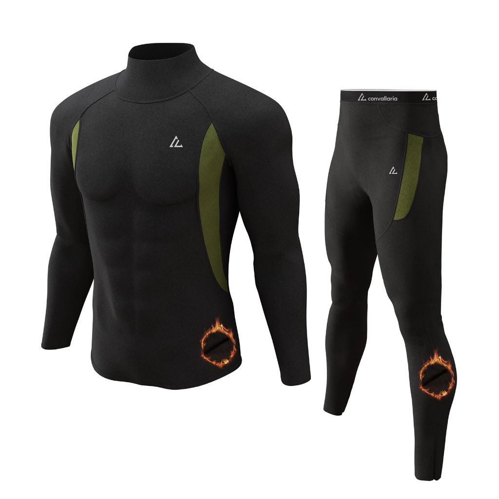 CL Thermal Underwear Long Johns for Men, Large, Black