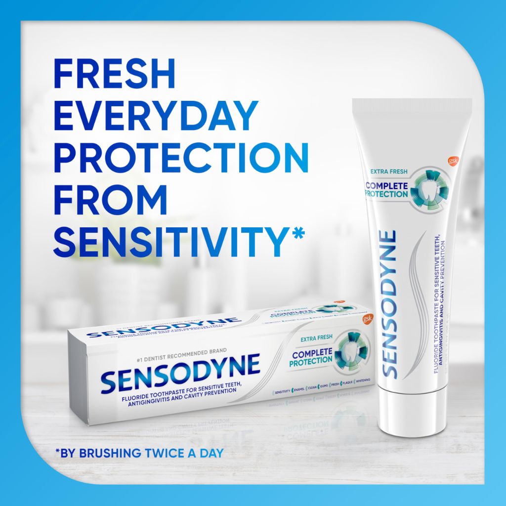 Sensodyne Complete Protection Sensitive Toothpaste For Gingivitis, Extra Fresh - 3.4 Ounces (Pack of 2)