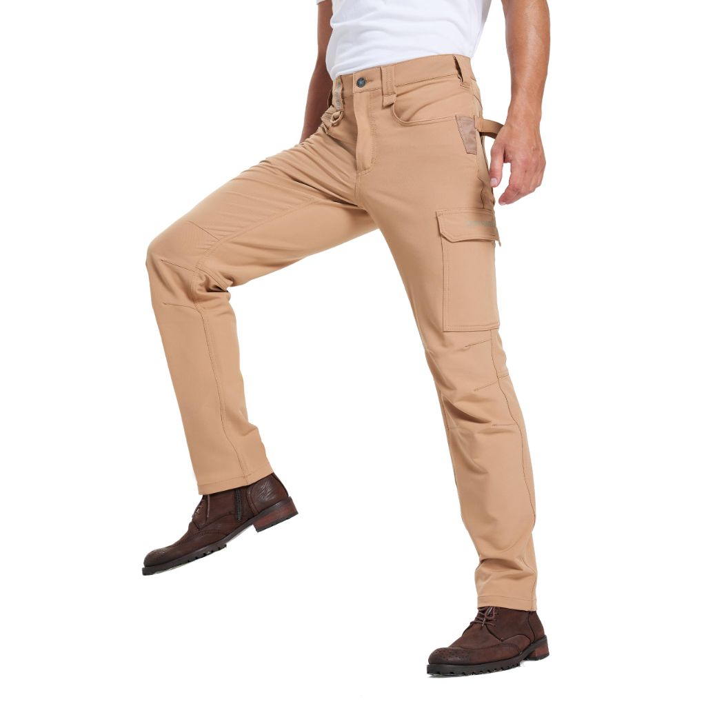 DURAWERK Men's 4-Way Stretch Cargo Pants - Khaki, 38W X 32L