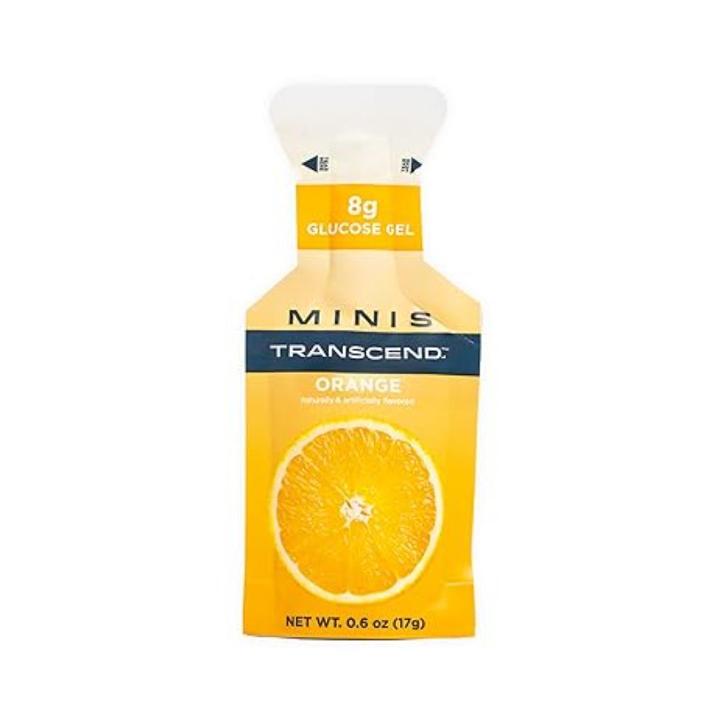 Transcend Foods Mini Orange Gel (.6 oz, Pack of 12) Fast-acting Carb Gel Orange Flavor – Travel Size, Caffeine Free, Gluten Free