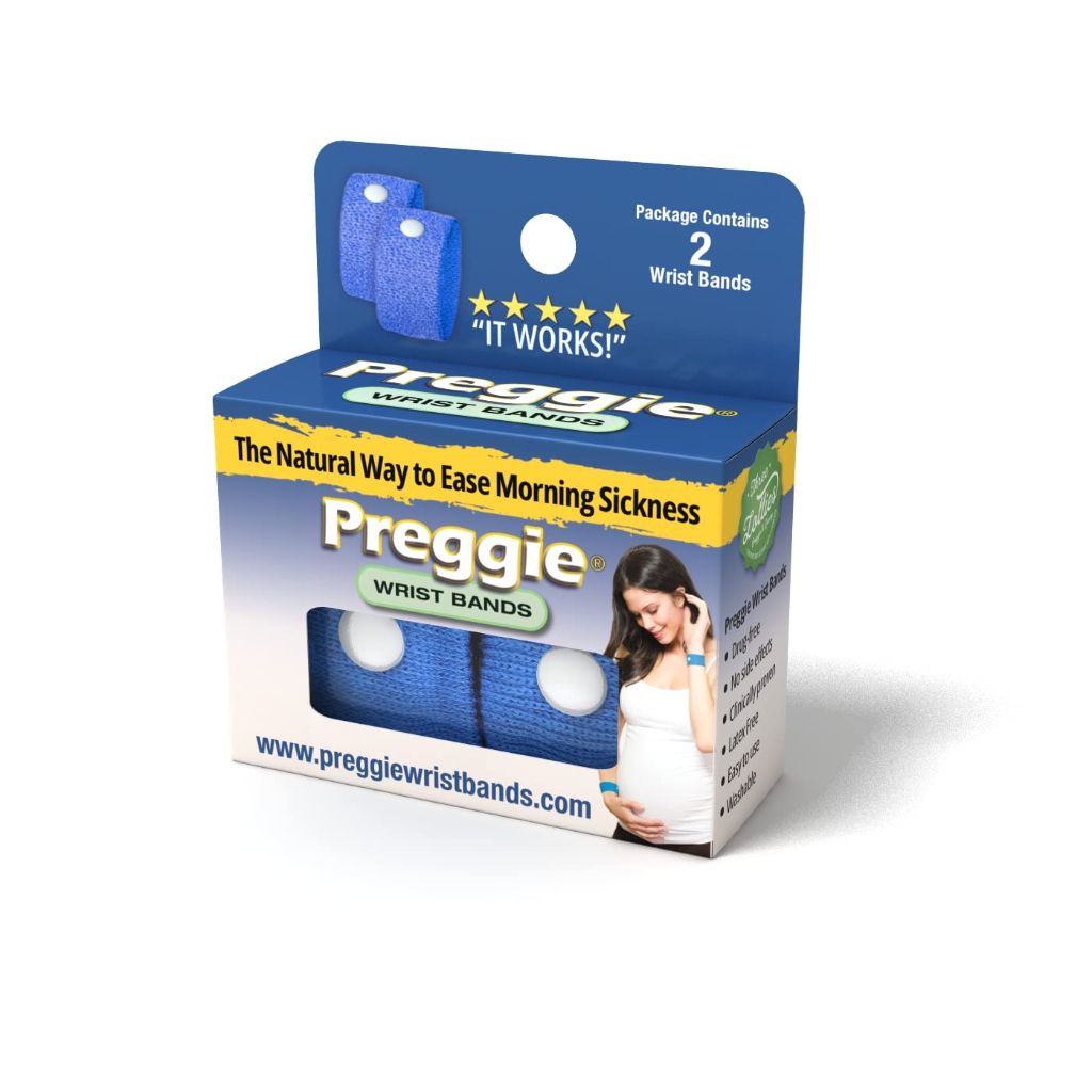 Three Lollies Preggie Anti-Nausea Wristbands – Morning Sickness Relief – Clinically Tested - Pregnancy Nausea Relief – Acupressure Wristband - Side Effect Free - 1 Count (2 Wristbands) – Blue