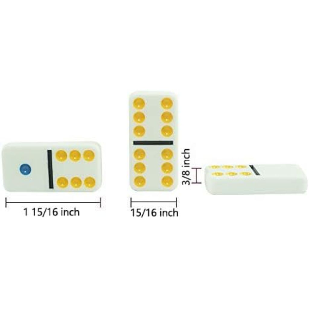 PurePlay Double 6 Domino's - 28 Tiles with Colored Dots in Travel Tin