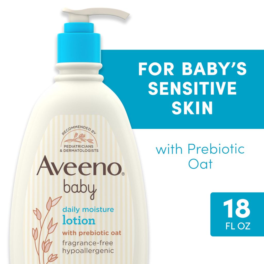 Aveeno Baby Daily Moisture Body Lotion for Sensitive Skin, Hypoallergenic Moisturizing Baby Lotion 18oz