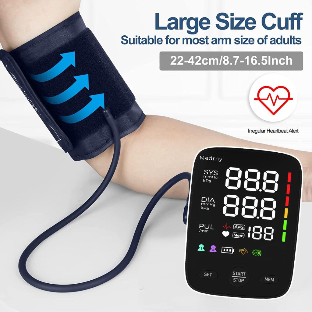 Digital Blood Pressure Machine with Adjustable Cuff | Electric Blood Pressure Monitor for Home Use