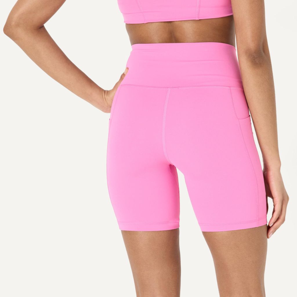Amazon Essentials Women's Active FormFlex Buttery Soft High Waist Biker Shorts, Flamingo Pink, X-Small