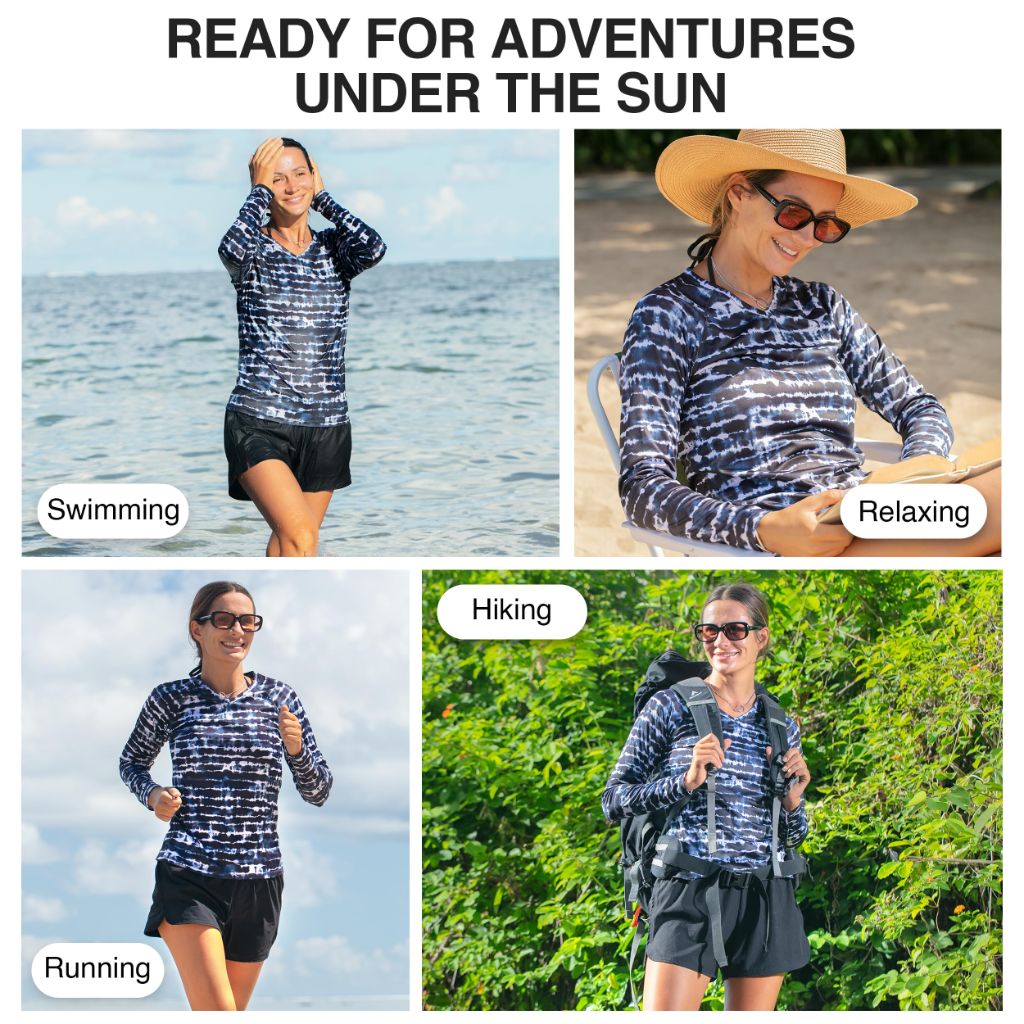 Kanu Surf Womens, UPF 50+ Long Sleeve Active Swim Tee & Workout Top, Harmony Navy, Medium
