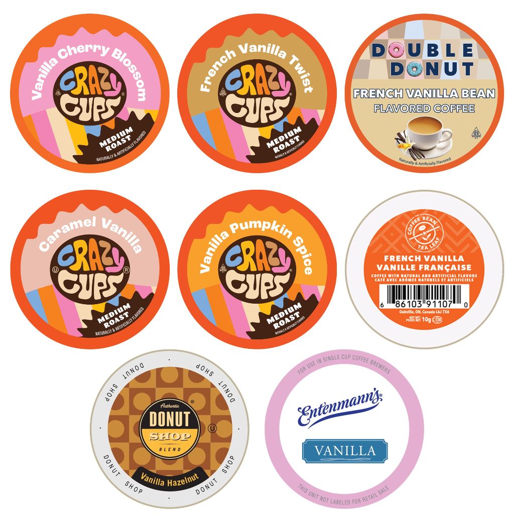 Perfect Samplers French Vanilla Coffee Pods Variety Pack, Medium Roast, 30 Count for Keurig K-Cup Machines