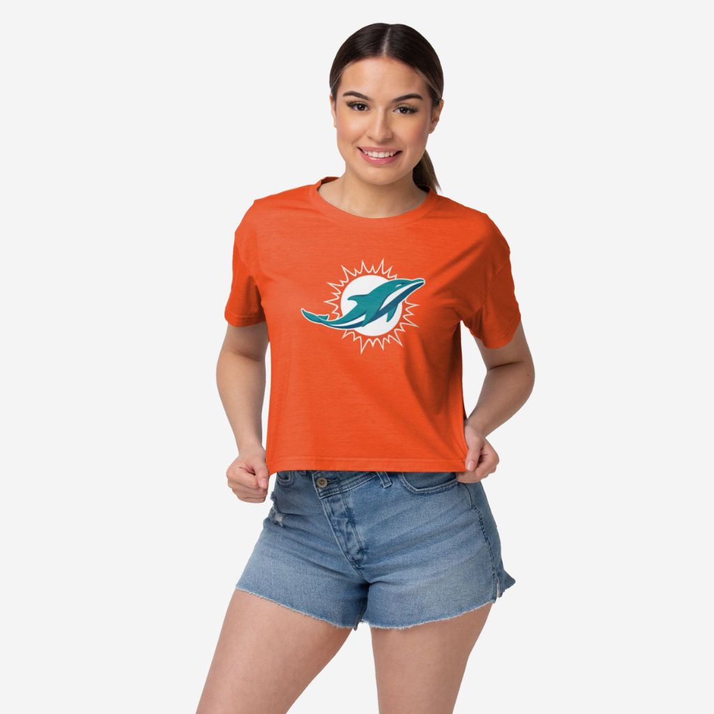 FOCO Women's NFL Alternate Team Color Crop Top - Miami Dolphins, Size XL