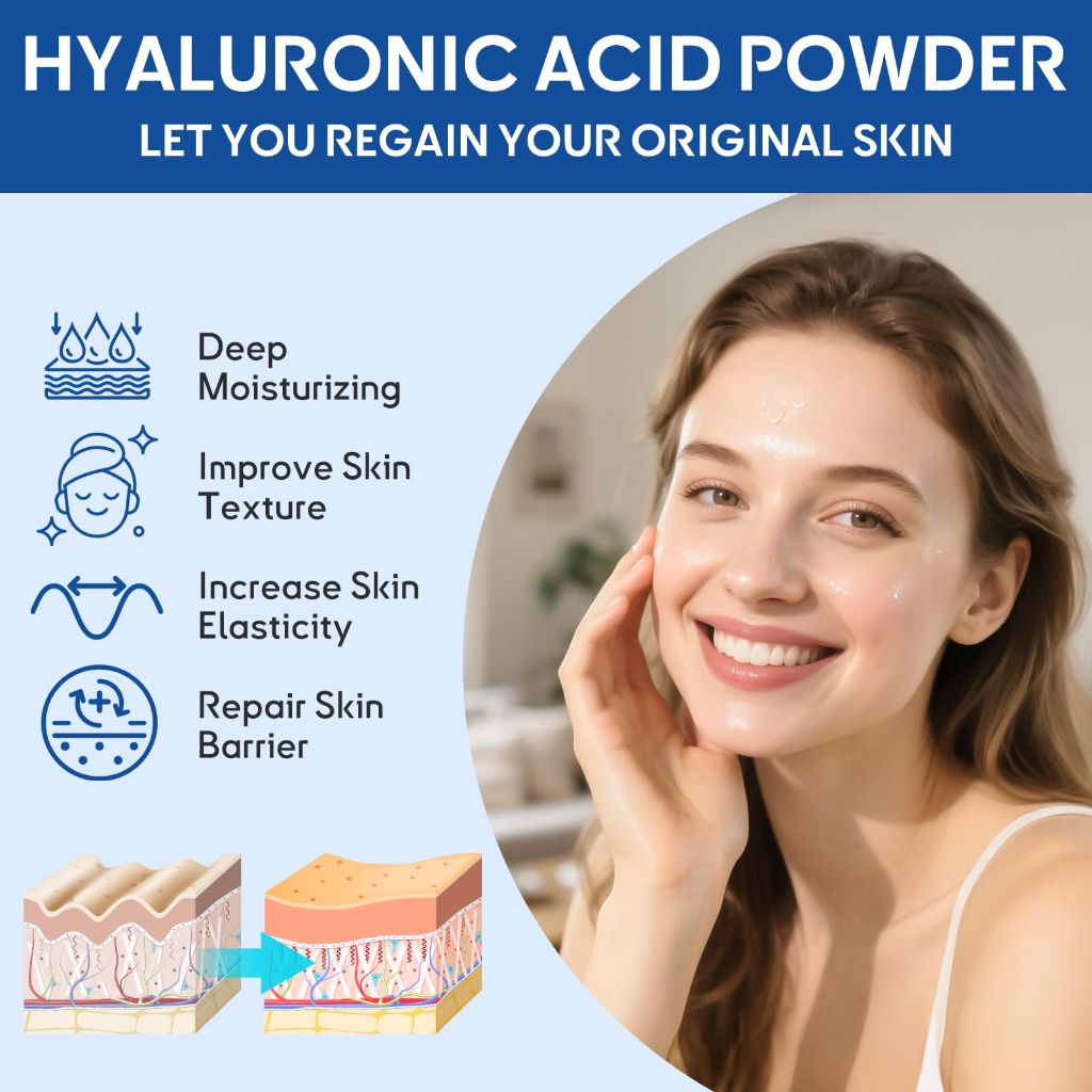 Hyaluronic Acid Powder - Intense Skin Hydration, Anti-Aging & Wound Healing for Face & Body