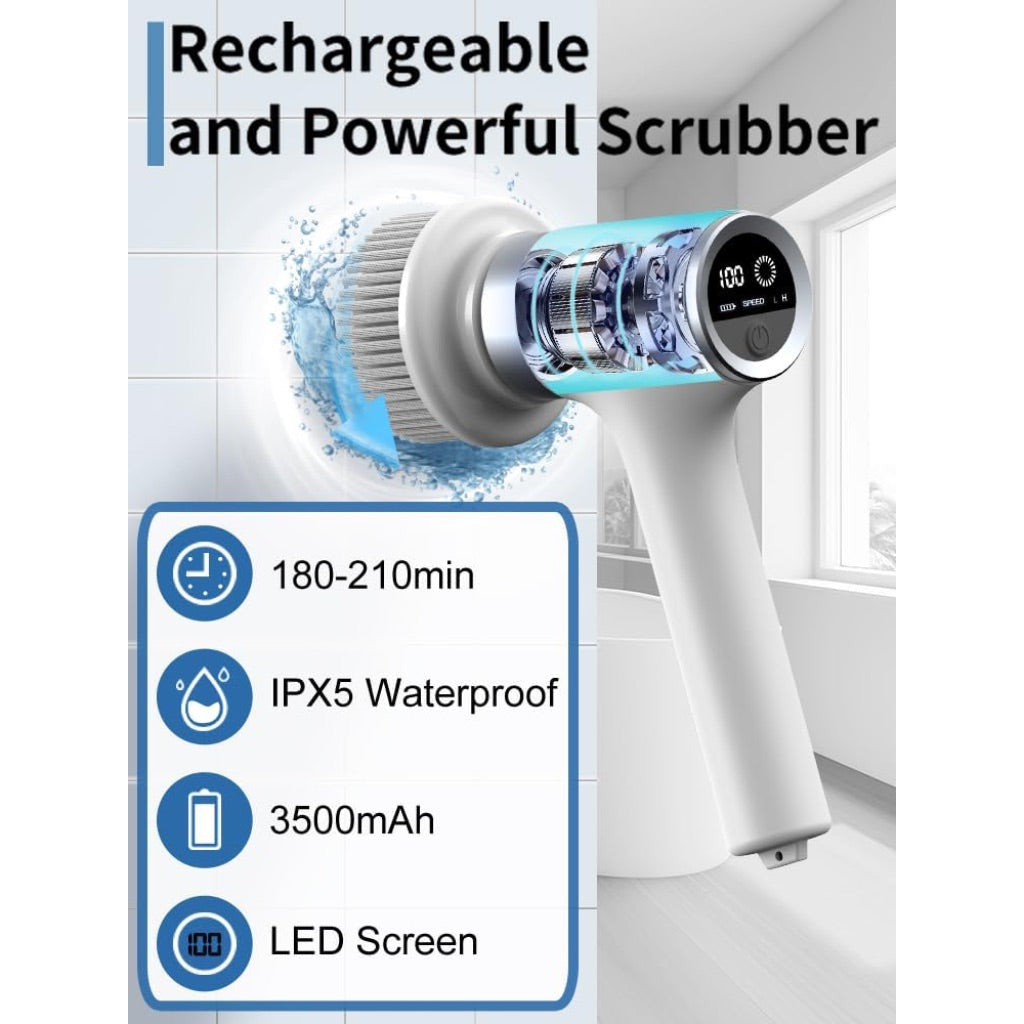 Electric Spin Scrubber for Cleaning with 9 Replaceable Heads, Rechargeable