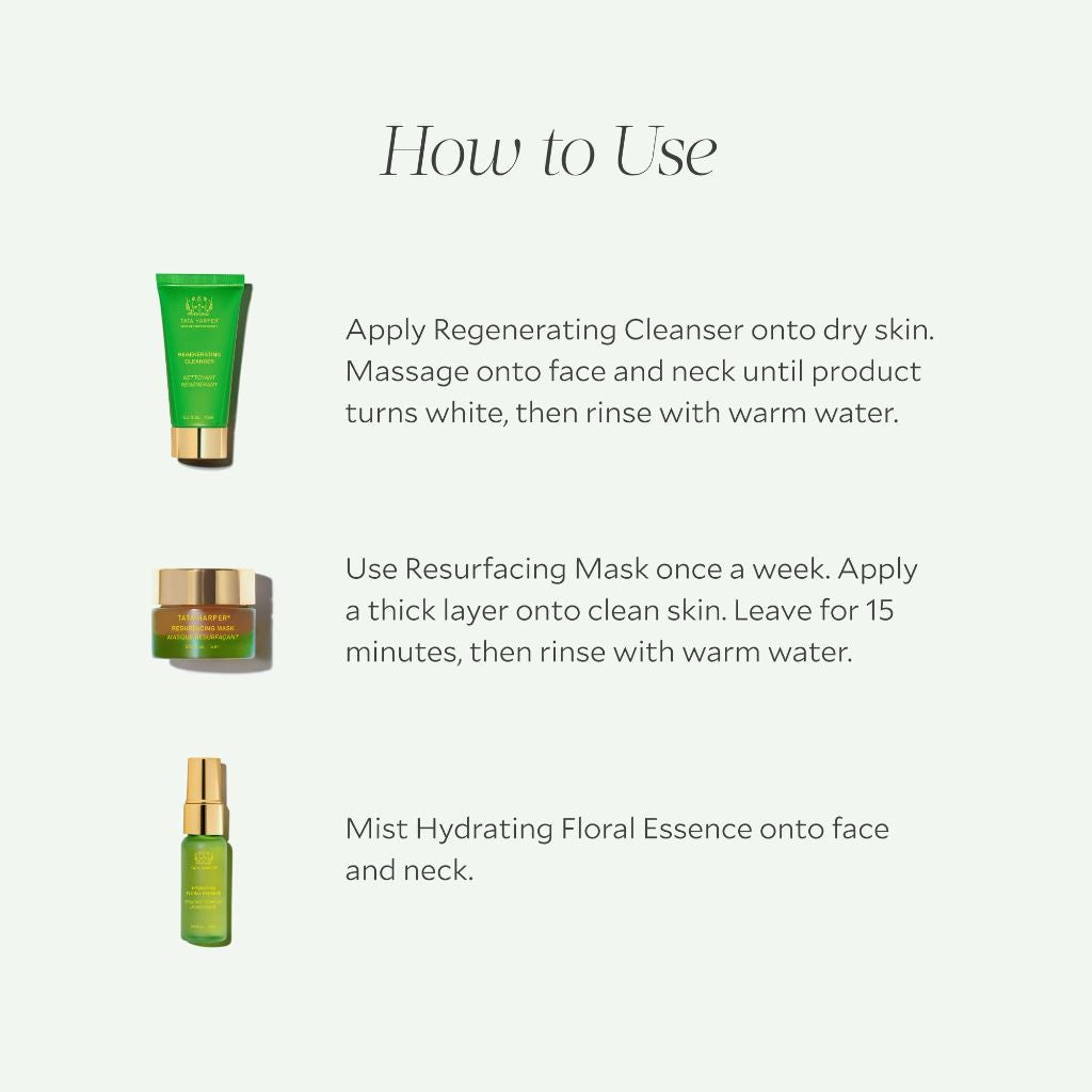 Tata Harper Daily Essentials Set, Travel Sized, 7-Step On-the-Go Skincare Routine