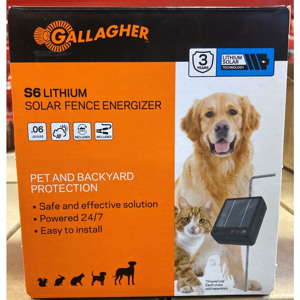 Gallagher S6 Solar-Powered Fence Energizer .74 Mi. Black