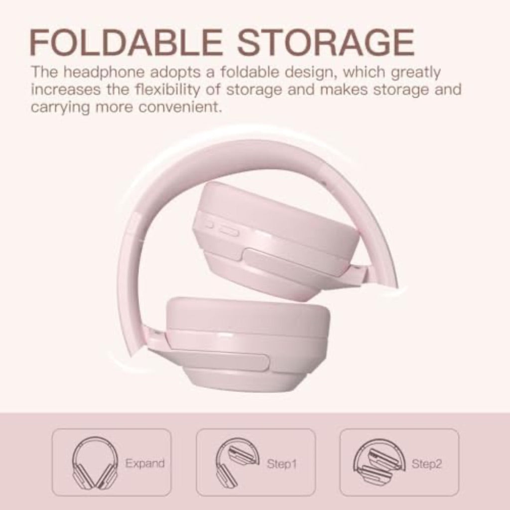 iKF T1 Wireless Bluetooth Headphones with Deep Bass, 50H Playback - Pink