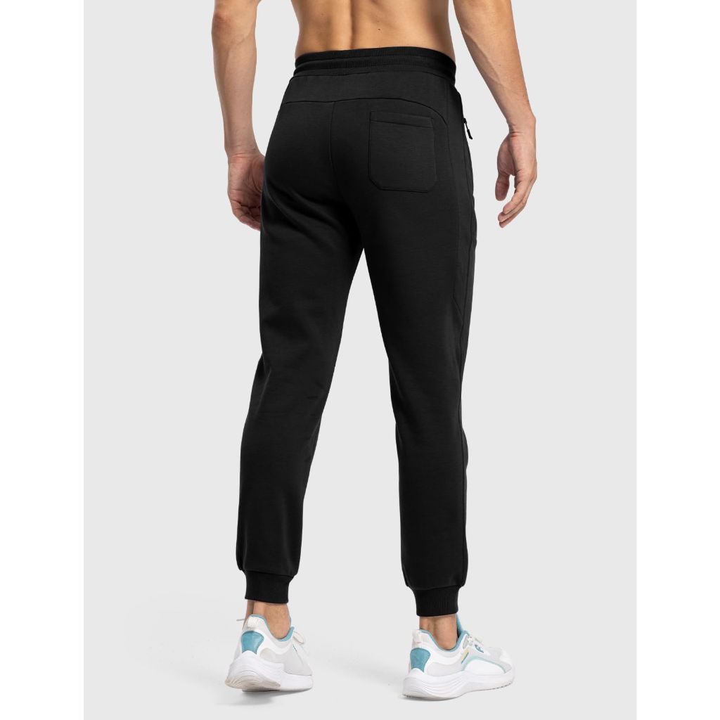 TBMPOY Men's Fleece Lined Cotton Joggers - Black, Medium