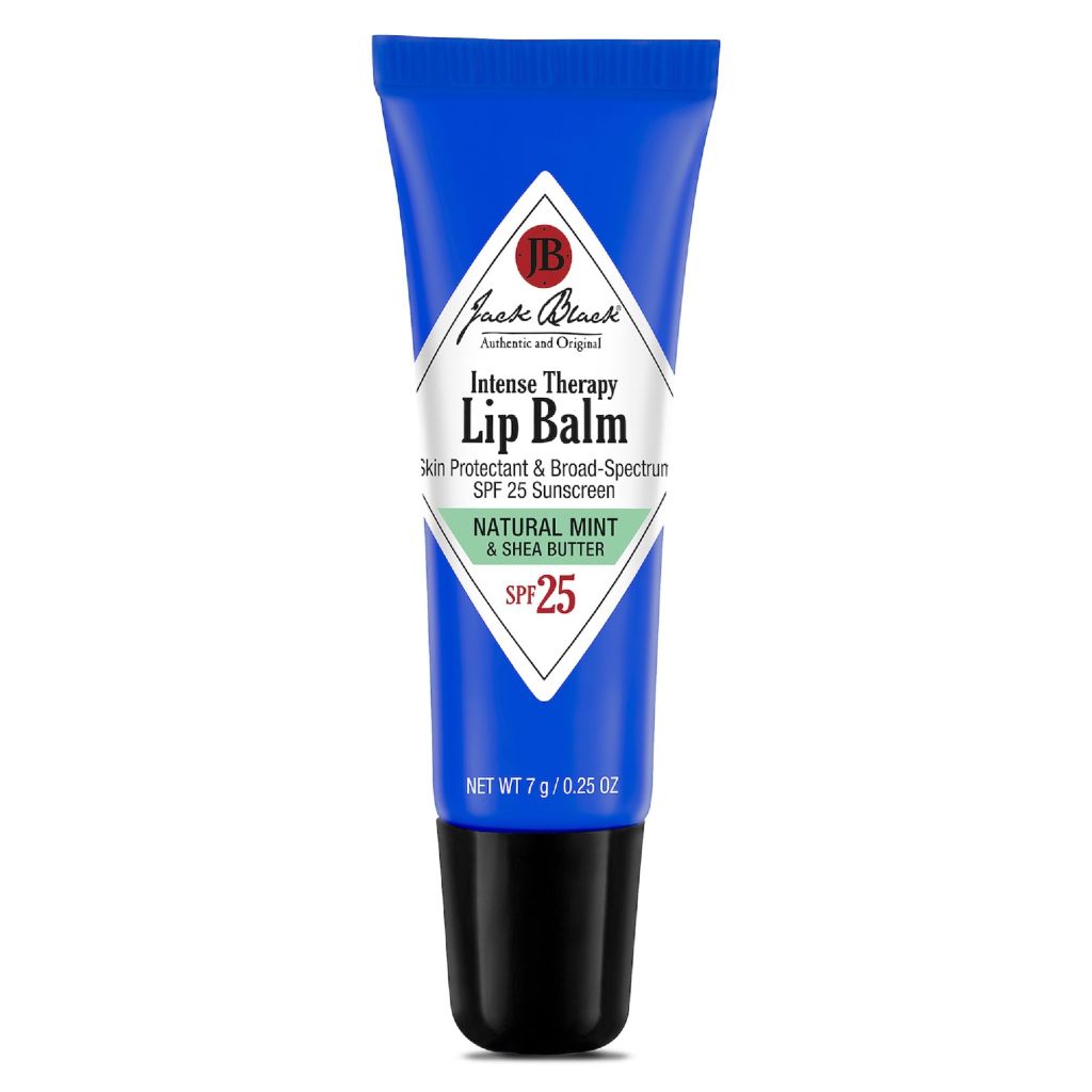 Jack Black Intense Therapy Lip Balm, 0.25-Oz. – Natural Mint & Shea Butter, SPF 25 Sun Protection,