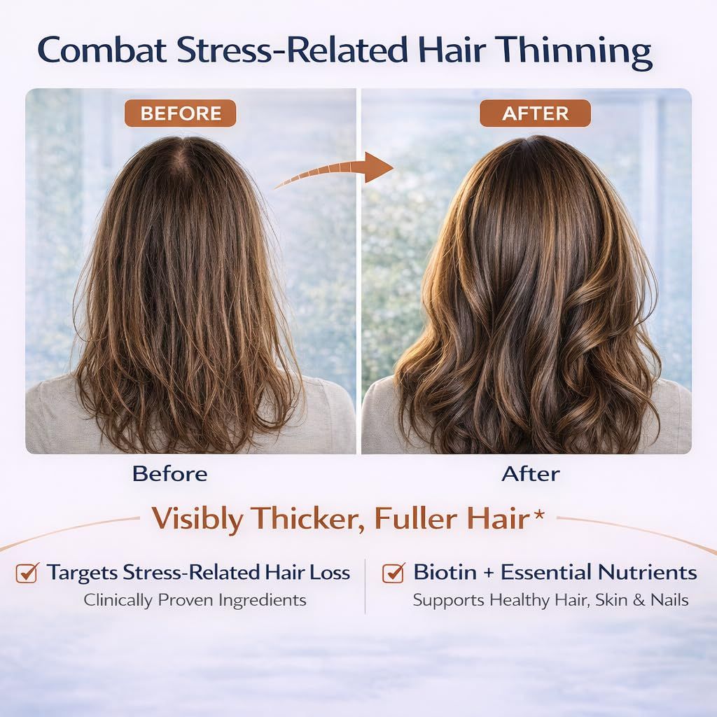 PUTRIZEN Biotin Gummies for Stress Hair Thinning – Strawberry Gummies, 60 Count