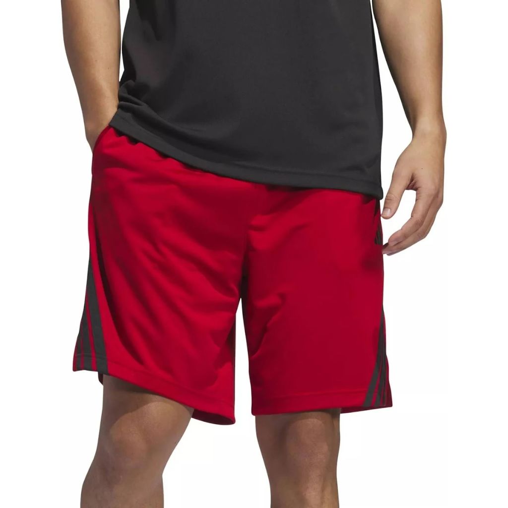 adidas Originals Men's Legends 3-Stripes 9" Shorts - Better Scarlet/Aurora Black, 3XL