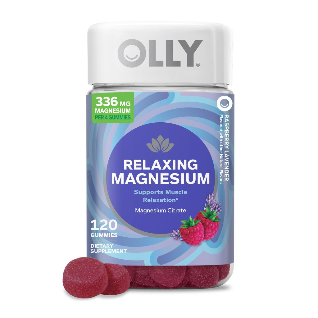 OLLY Relaxing Magnesium Gummies, Raspberry Lavender Flavored, 30 Day Supply - 120 Count
