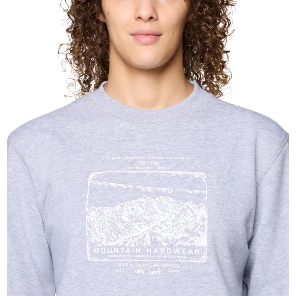 Mountain Hardwear Women's MHW Logo Pullover Crew, Hardwear Grey Heather, Large